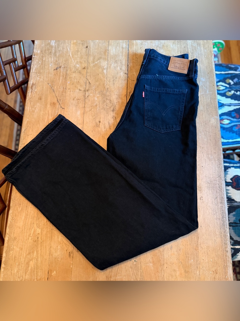 Levi’s Premium Ribcage Wide Leg Jeans Black High Rise Sz 29 32” Inseam